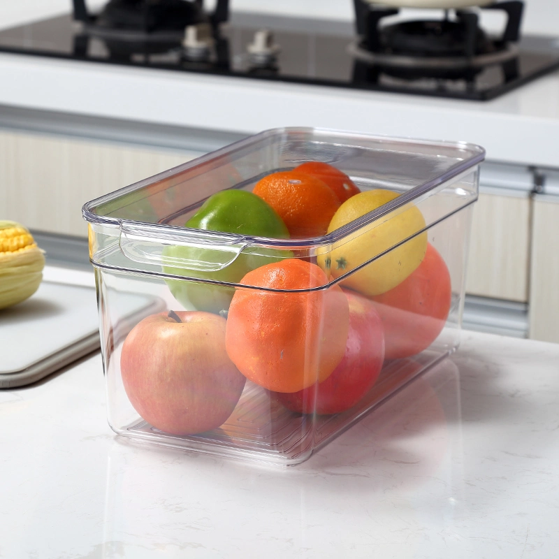 Contenants en plastique pour garde-manger de cuisine avec couvercle articulé pour étagères, armoire, bac de rangement transparent pour réfrigérateur.