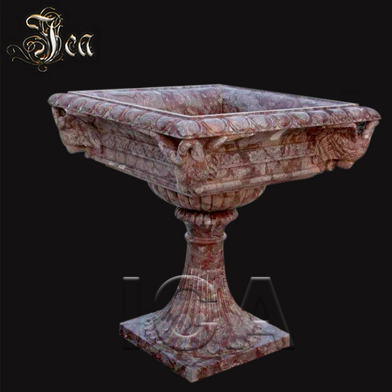 Natural Colorful Red Marble Square Design Stone Vase for House