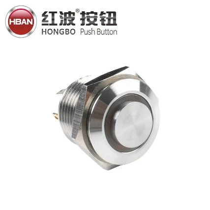 High Head Pin Terminal Switch LED Ring Illumination Metal Button Momentary 16mm