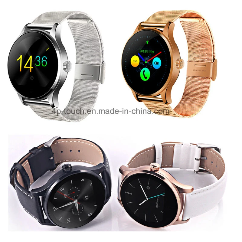 Nuevo estilo de acero inoxidable llamada Bluetooth Reloj inteligente con Monitor de Ritmo Cardíaco para Android IOS teléfono K88h