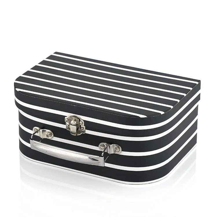 Luxury Custom Printing Stripe Suitecase Gift Box with Metal Handle