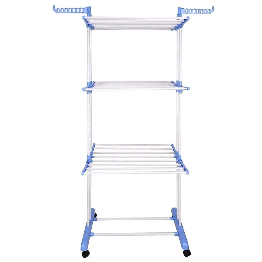 Stainless Steel 3 Layers Indoor and Outdoor Cloth Standing Hanger Clothes Drying Rack Cloth Dryer Rack