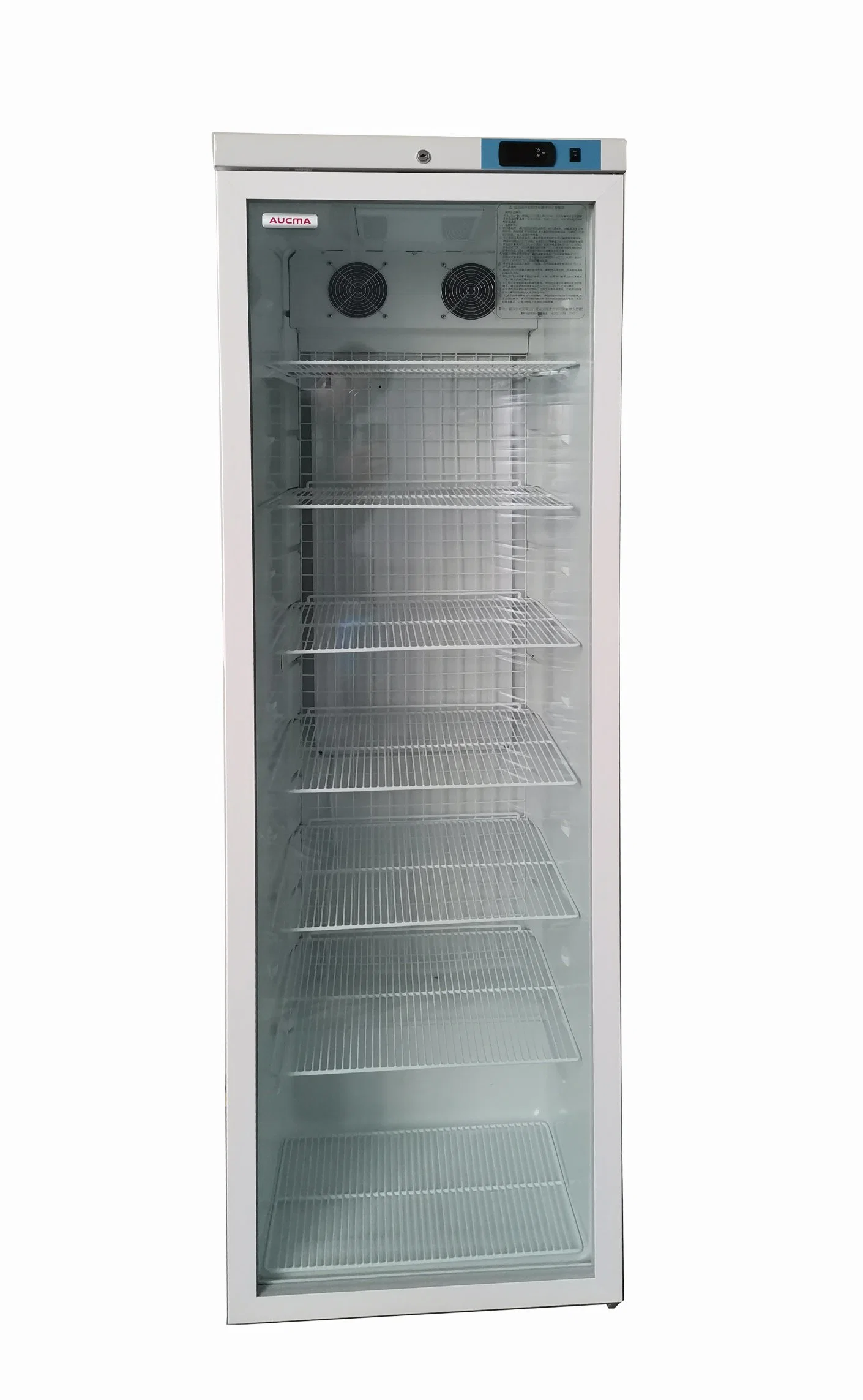 Aucma, 2-8 grado 389L, la puerta de cristal nevera de acero inoxidable utiliza máquina barata Medical refrigerador refrigerador y farmacia.