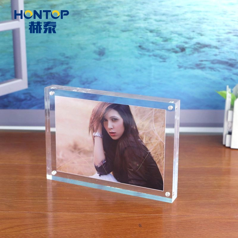 Heißer Verkauf Transparent Elegante Tischplatte Hochzeit Bankett Geschenk Startseite Dekoration Kreative Acryl Block / Magnet Fotorahmen