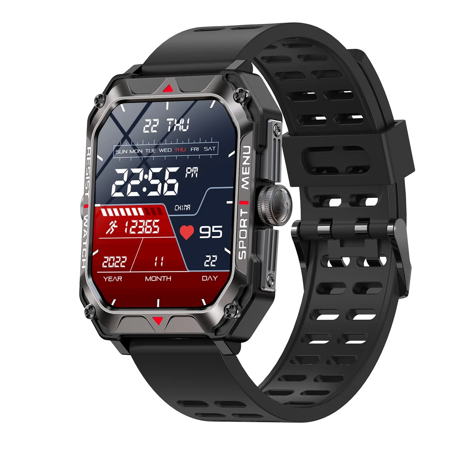 Sports d'extérieur numérique Bt Call Fitness Bracelet horloge électronique intelligente Regardez avec l'étanche IP68 et grand écran 2.02 pouces Batterie 400 mAh pour Homme