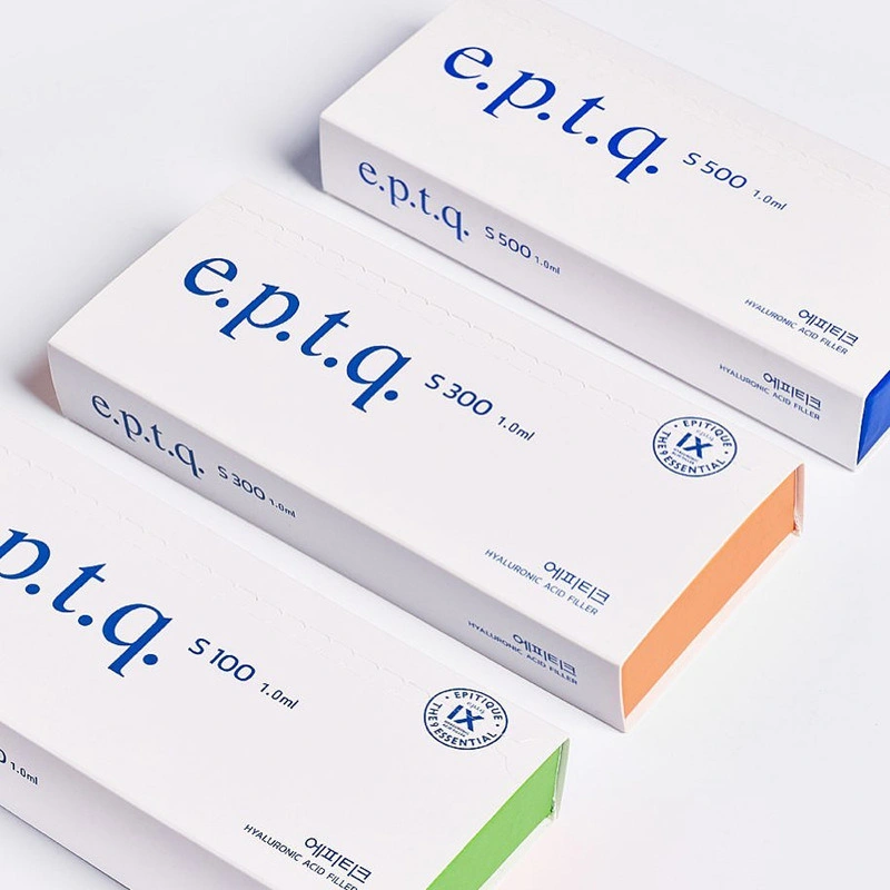 Corea Venta caliente Eptq El ácido hialurónico de la piel S100/300/500, alta concentración 24mg/ml se enfrentan contra el envejecimiento de relleno dérmico de labios