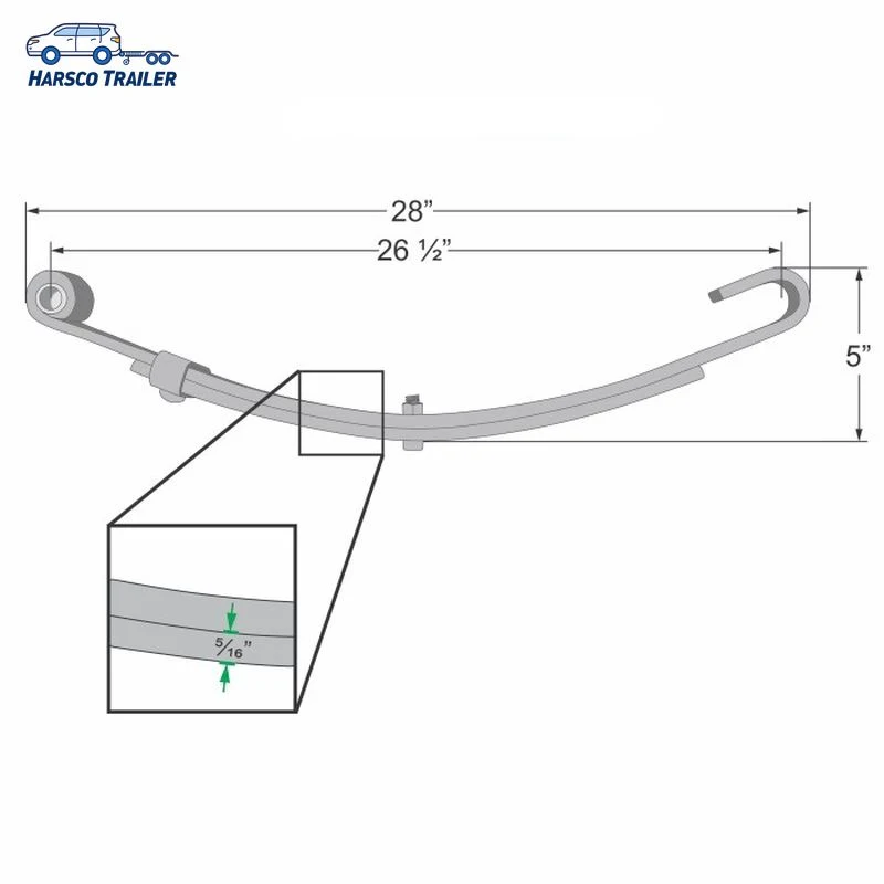 2 Leaves 1 3/4" Wide - 800 Lbs. Capacity 26 1/2" Hook up Slipper Leaf Spring