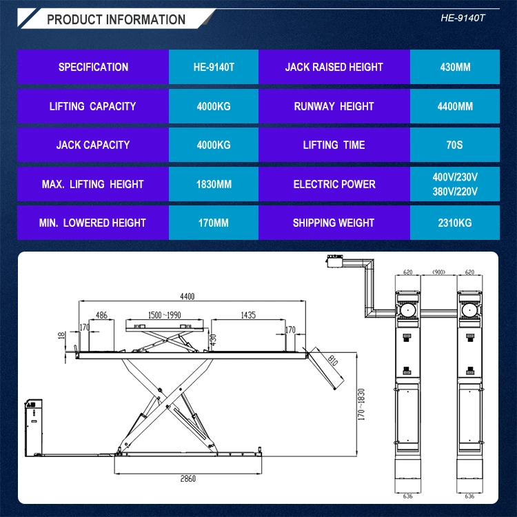 4000kg Hydraulic Super Thin Scissor Alignment Lift