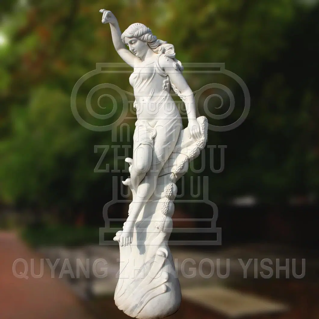 Marble Female Lady Statue with Good Carving Quality, Garden Decoration Sculpture