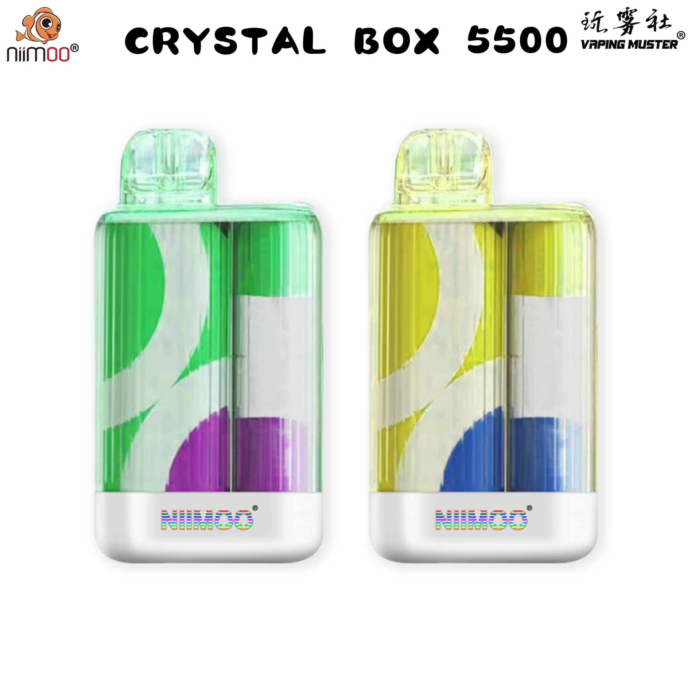 Niimoo Crystal Box 5500 Wholesale/Supplier Disposable/Chargeable Vape Wholesale/Supplier Electronic Cigarette 550mAh Cobalt Battery Type C