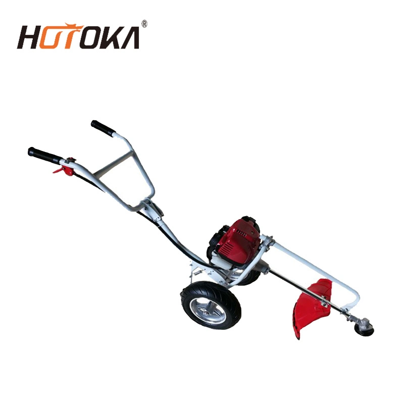 Trolley Gx35 Gasoline 4 Stroke Hand Push Grass Cutter Machine Brush Cutter with Wheels