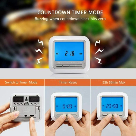 Sondas dobles retroiluminación azul cocina encimera de cocina Electrónica Digital termómetro para alimentos cárnicos