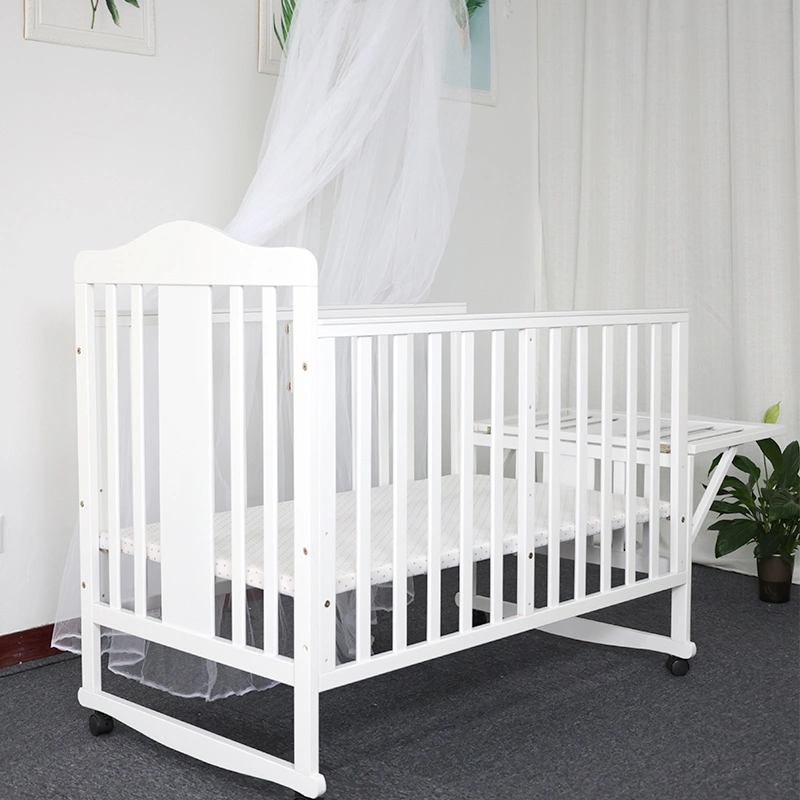 Multifunktions Baby Holzmöbel Kinderbett mit Rollen / Babywiege Wiege Bett