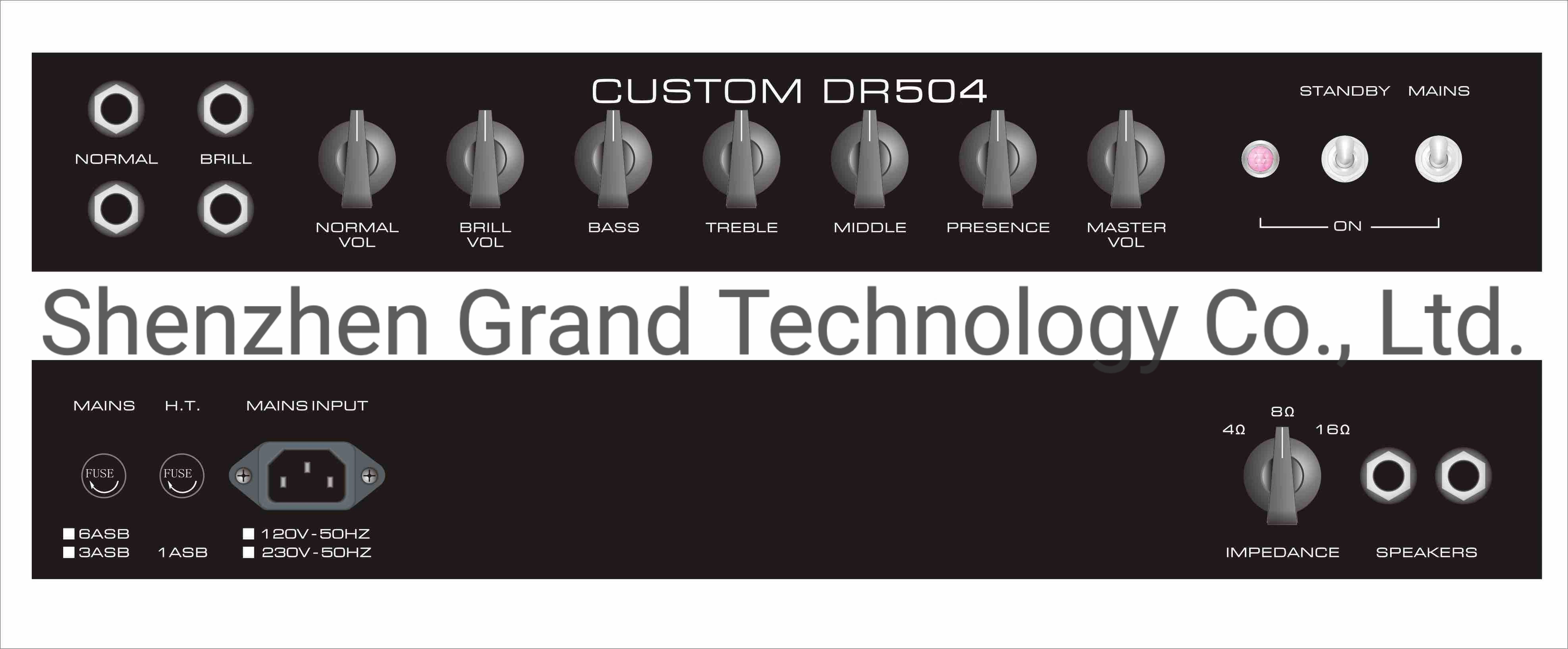 Grand Dr504 Custom 50 Watt Guitar Amplifier Head with 2 X EL34 Output Valves in Power Stage and 4 X Ecc83 Pre-AMP Valves