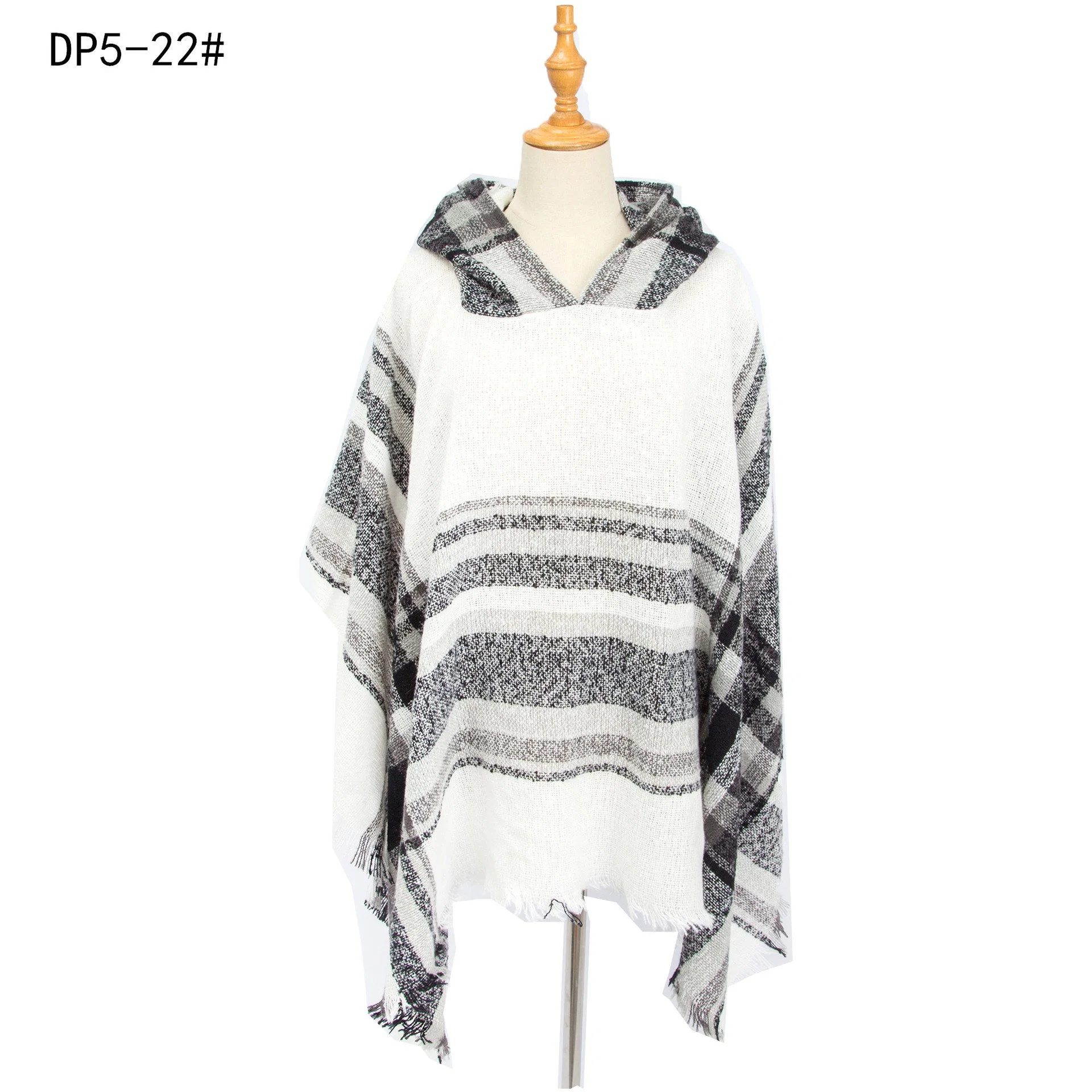 Hot Selling Checked Poncho Women Designer Knitted Shawls