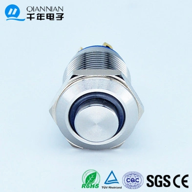 12mm High Head Ring LED 220V Low Voltage Metal Push Button Switch