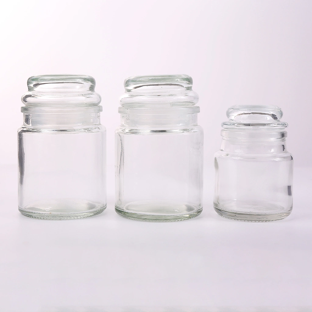 Manufacturer Wholesale/Supplier Custom Empty 4zo 8oz 9oz 10oz 16oz Clear Glass Candle Jars with Glass Lids