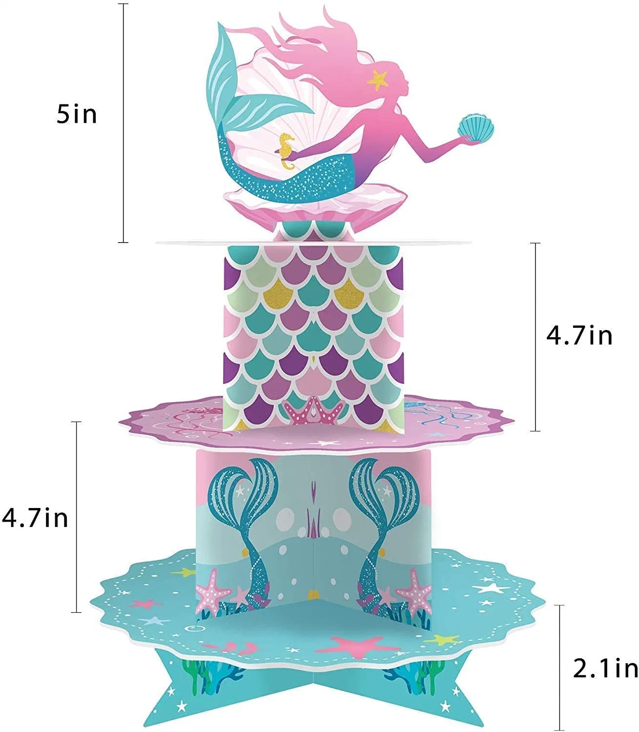 Mermaid Party Favors Supplies Mermaid Cupcake Stand for Girls Mermaid Birthday Decorations Mermaid Baby Shower Decorations Mermaid Decor with Mermaid Tattoo