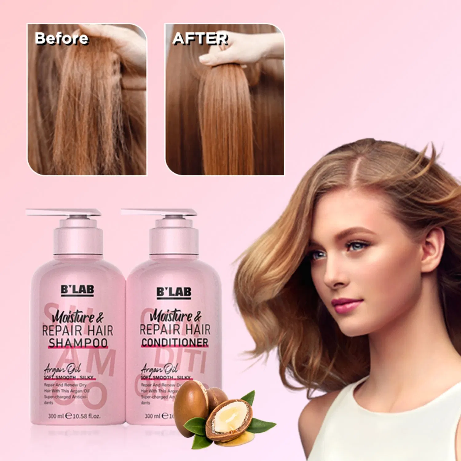 Venta caliente humedad&amp; Reparar el cabello el champú para cabello seco