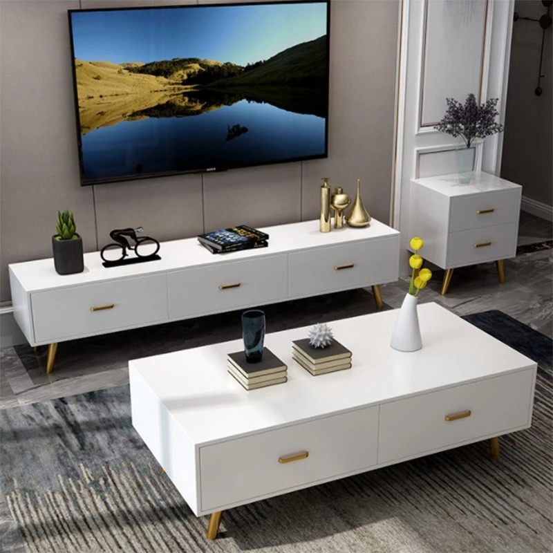 Modernes Design Holz MDF Home Möbel Günstige Couchtisch Seite Tisch TV Schrank White Wohnzimmer Sets