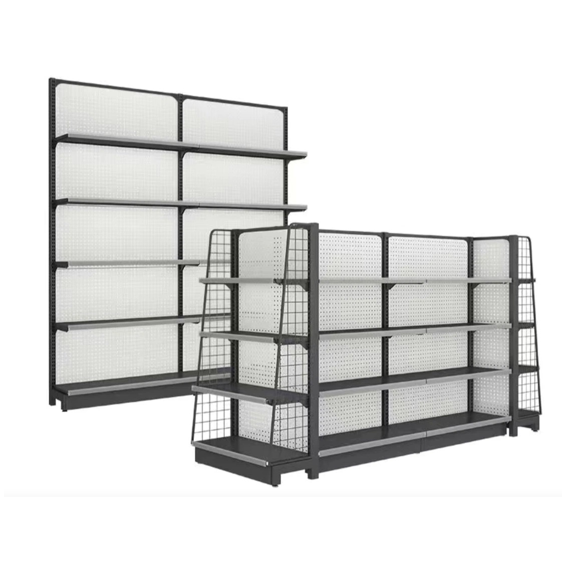 Heavy Duty Shop Fitting Gondola Grocery Wood Shelving Display Rack Store Fixture