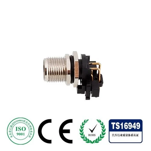 M12 Angled Panel Mount Scoket a-Coading Adapter Connector 6-Pin