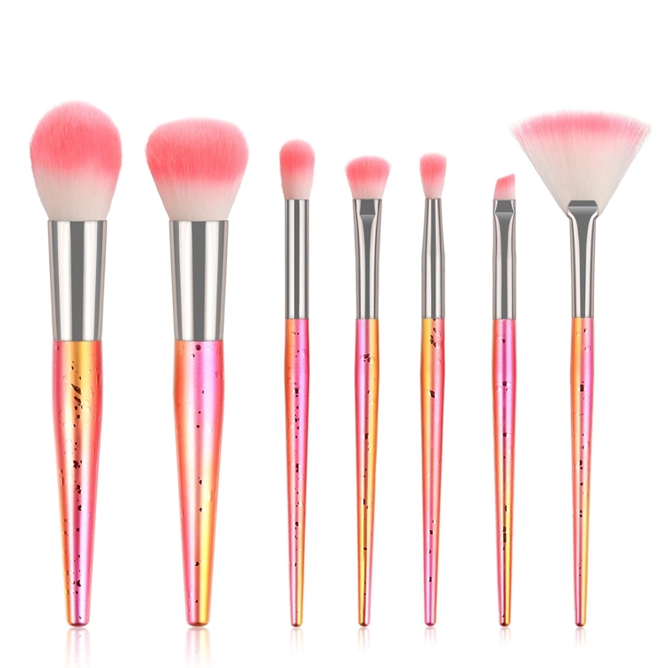 2020 New 7 PCS Electroplated Shiny Handle Makeup Brush Powder Brush Beauty Cosmetic