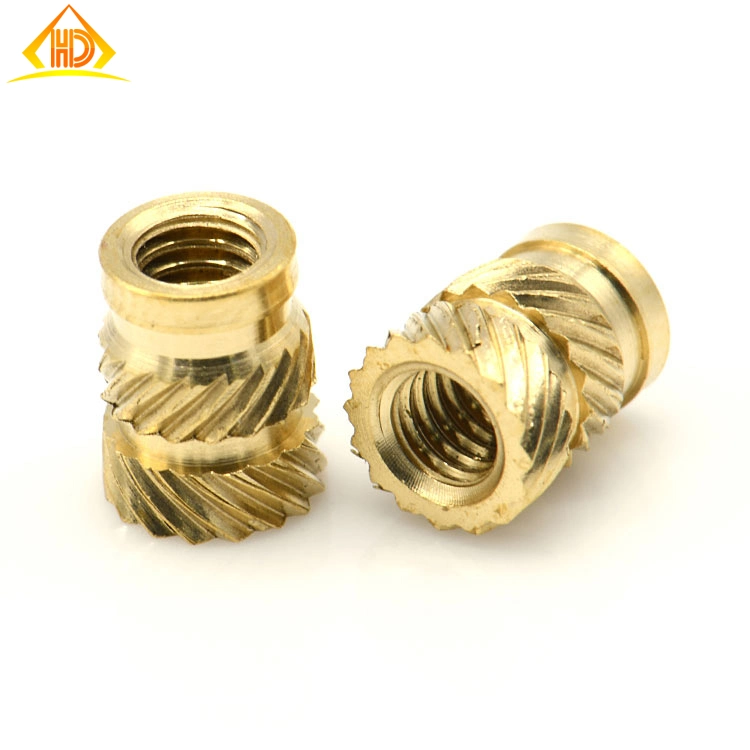 CNC Part Used in Plastic Casing Brass Golden M2 M3 M4 Double Knulred Hot Belt Brass Insert Nut