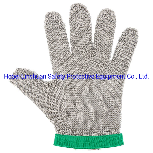 Stainless Steel Cut Resistant Glove with Nylon Strap/5 Finger Metal Mesh Glove Wrist Length Cut Resistant and Cut Puncture Hand Safe Glove Good Protection