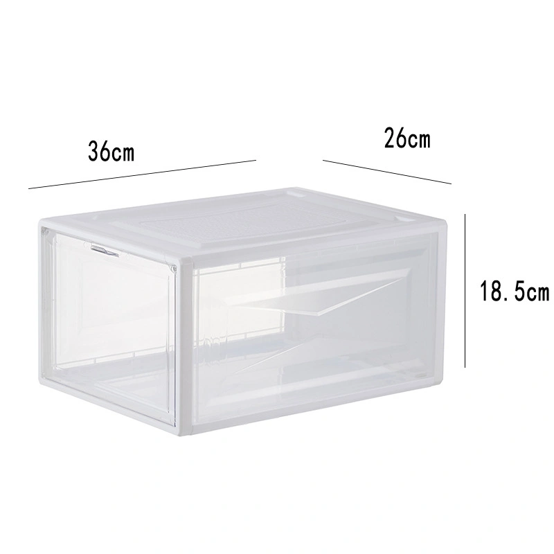 Transparent Plastic Stackable Shoe Storage Boxes Containers Drop Front Acrylic Drawer Type