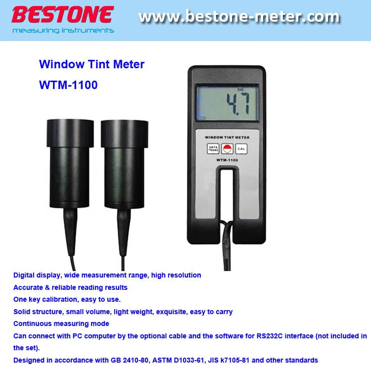 Digital Window Tint Meter Visual Light Transmission 30mm Thickness Continuous Measuring Wtm-1100