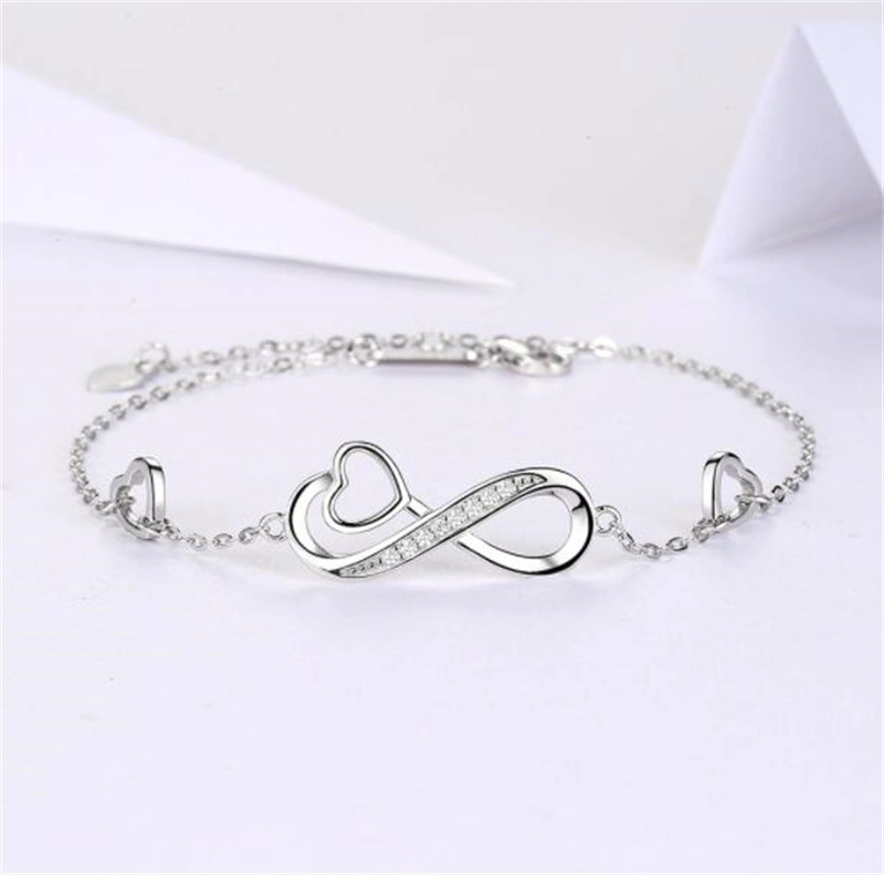 8 Word Sterling Pulsera de Plata Moda creativa Inlid Plata fina Pulsera