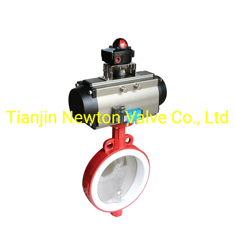 En593 Concentric Rubber Liner Wafer Type Butterfly Valve with Pneumatic Actuator