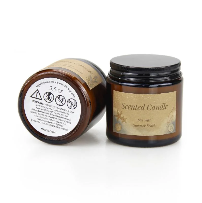 Cera de soja de luxo perfumada velas Aromatherapy óleo essencial cera de soja Vela no jarro de vidro âmbar com tampa