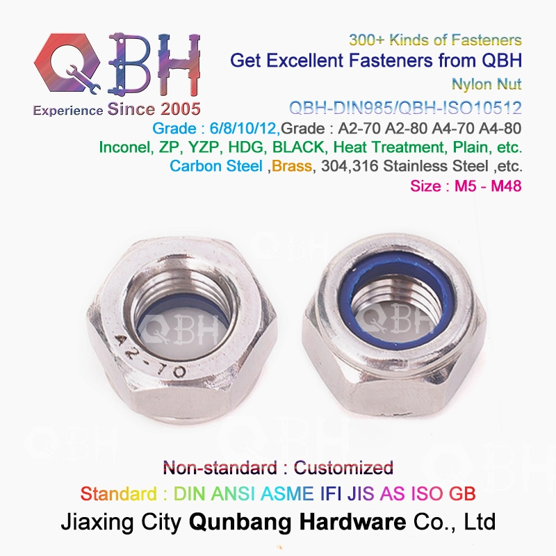 Qbh Customized DIN 985 DIN 982 Copper Brass Carbon Steel Stainless Steel PA66 Nylon Locked Lock Locking Nut Automotive Automobile Car Auto Spare Accessories