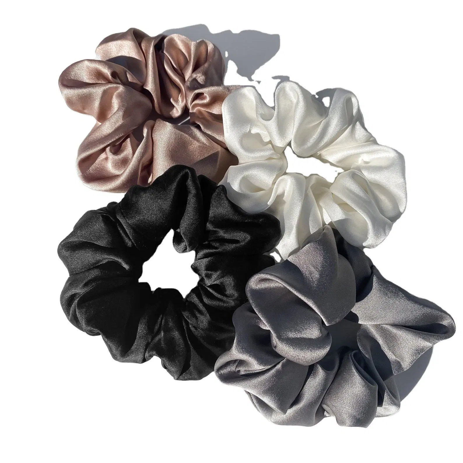 Fábrica de Suzhou fornecer 16mm Pura 100% Scrunchies de Seda Pura Laços de Cabelo de Seda para Rabo de Cavalo.