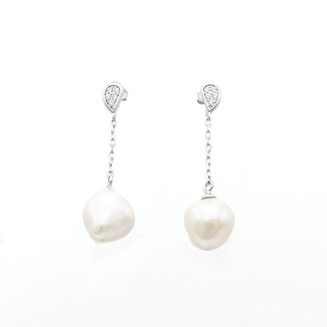 Hot Custom Fashion Rhodium Sterling Silver Earring Jewelry with Pearl Drop Wholesale/Supplier