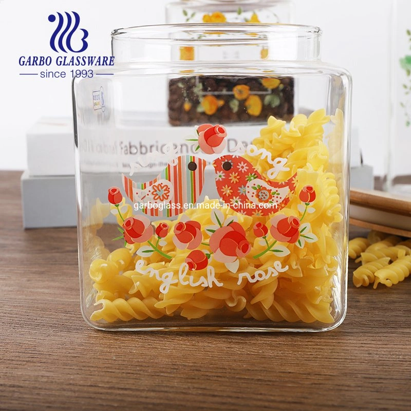 China Glassware Factory 500ml 1L 1200ml 1500ml 2L Transparent Borosilicate Glass Kitchenware Food Storage Jar with Hermetic Seal Lid