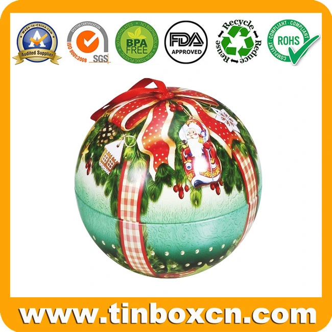 Mini Christmas Ball Tin for Candy Chocolate, Metal Gift Box