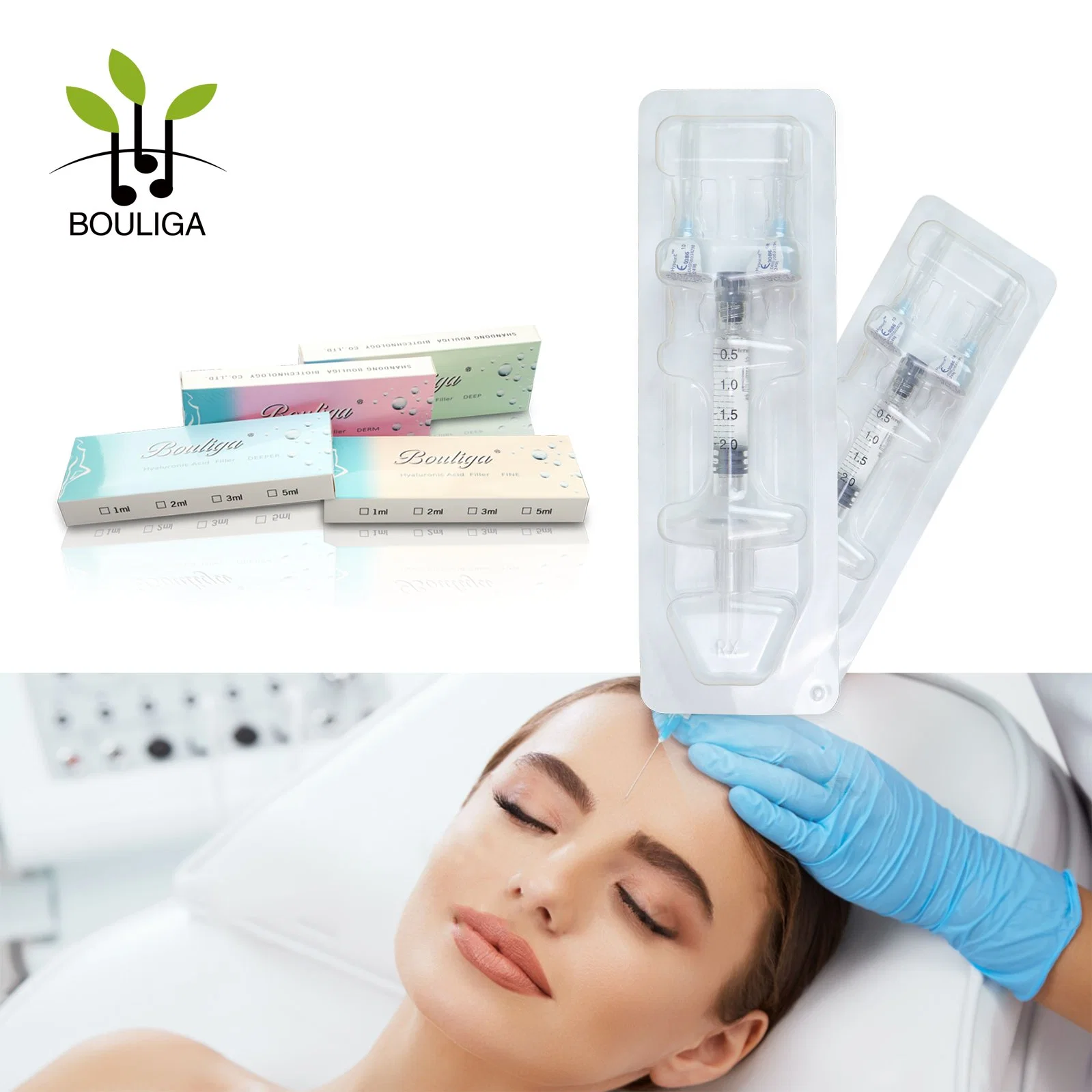 Bouliga Hyaluronic Acid Injection 2ml Syinge Fine Line Reduce Deep, Etched Furrows Around The Eyes