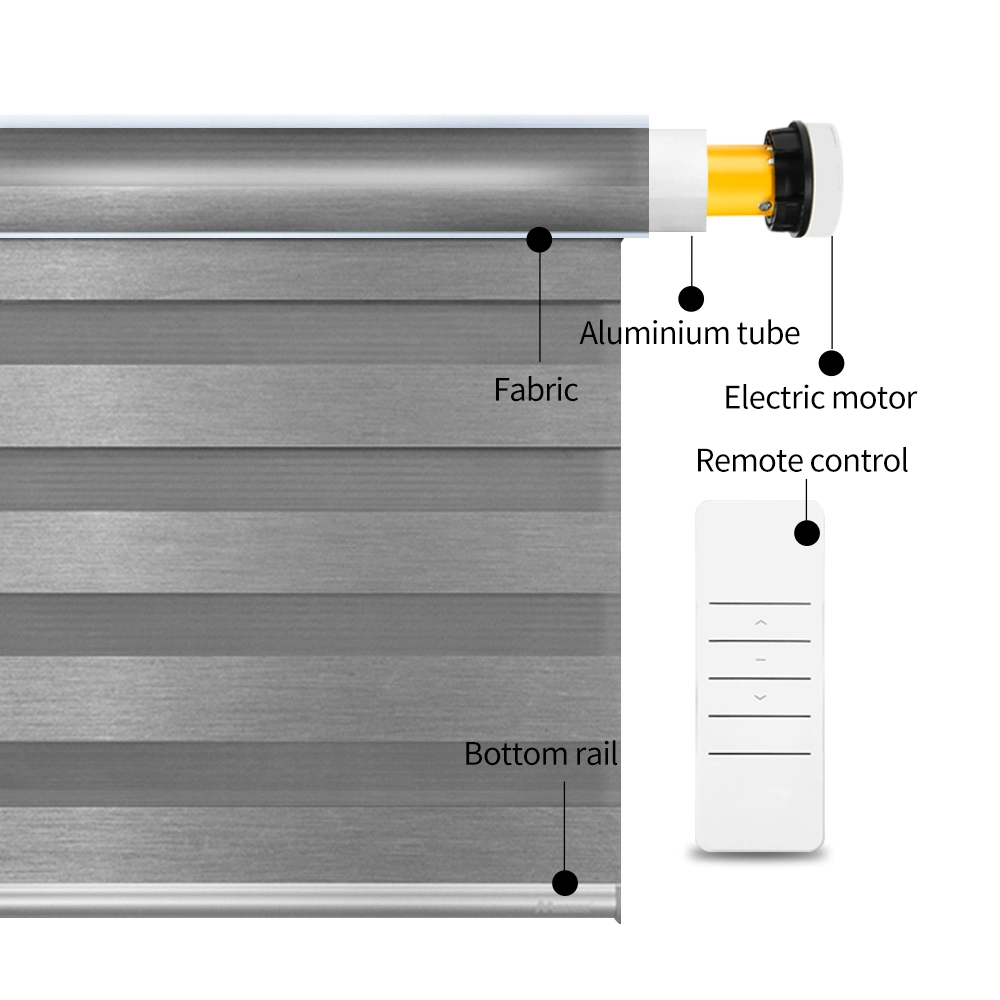 Ventana inteligente tubular de la batería de las persianas de la ventana Motor eléctrico DC Zigbee Recargable automática