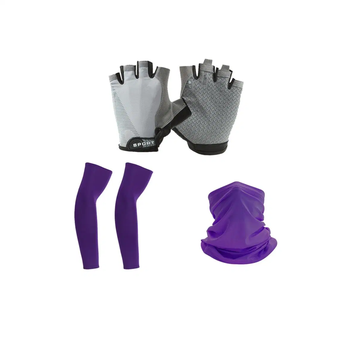 Acessórios de bicicleta de proteção solar de novo estilo de fábrica para o Homem Conjunto de luvas de fita para o cabelo para mulher Ice Sleeves 3 em 1