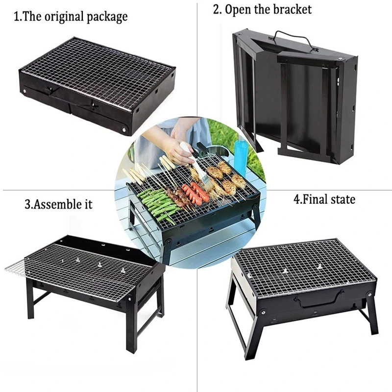 Outdoor Picknick Tragbar leicht Einfache BBQ Werkzeuge Falten kleiner Grill Holzkohlegrill