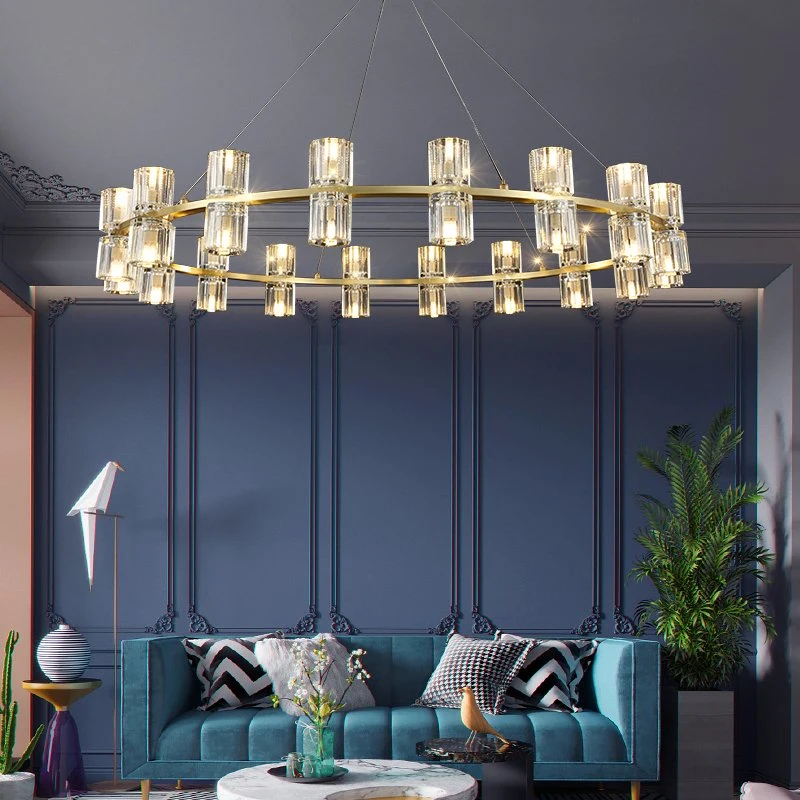 Masivel Modern Popular Luxury Crystal Chandelier LED Lighting Pendant Lamp with Copper