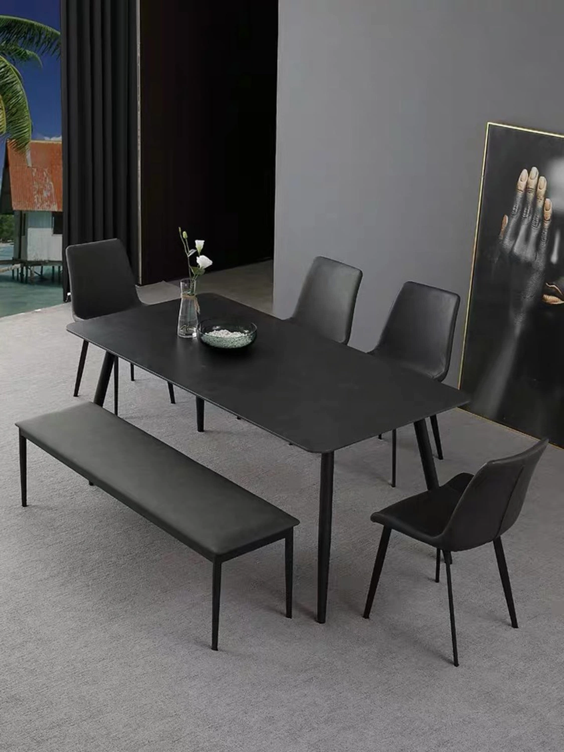 Mesa de comedor de lujo en mesa de comedor moderno durable, resistente al agua y Mobiliario de casa ignífugo