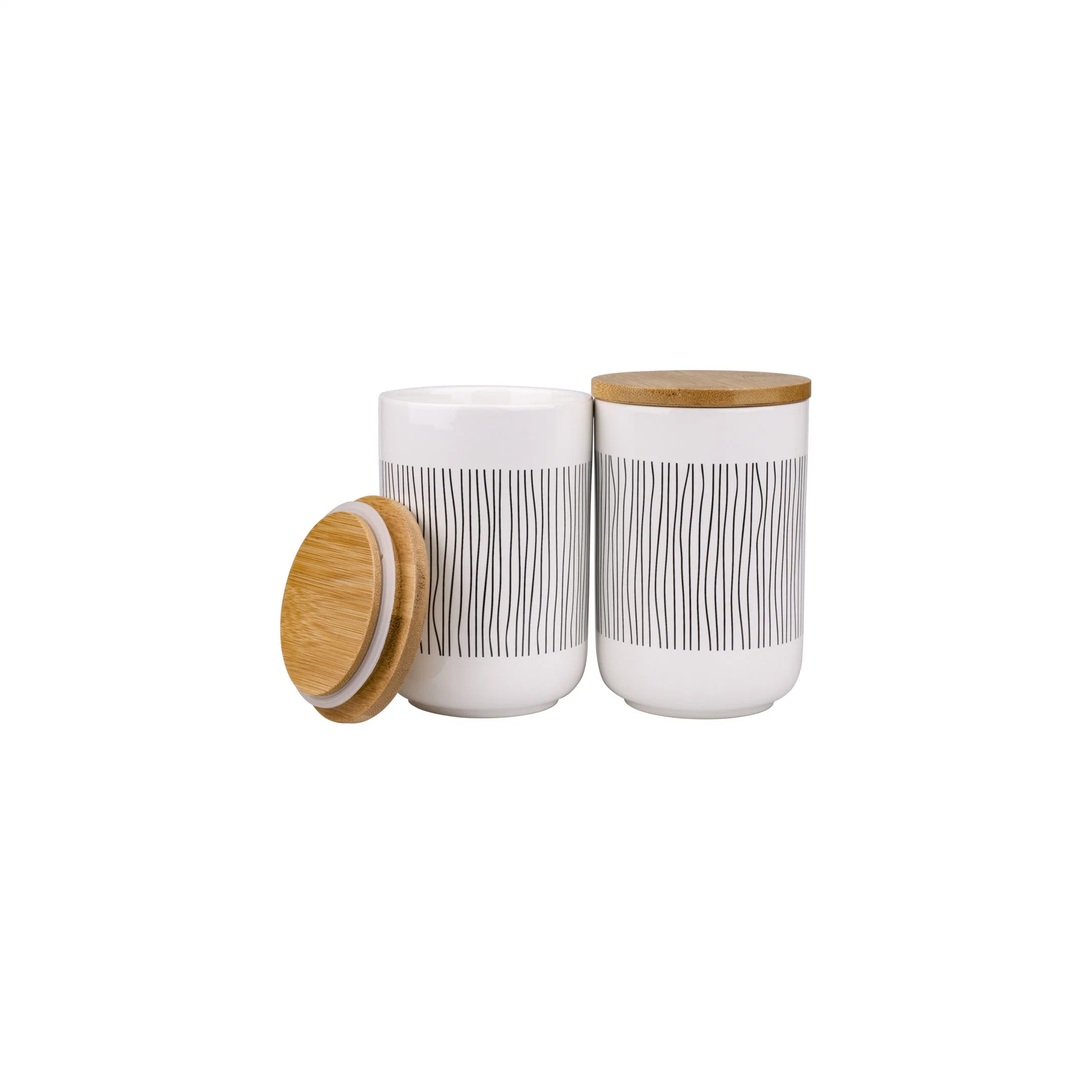 Ceramic Food Storage Jars with Bamboo Lids - 17 Oz Ceramic Canisters Storage Jars for Coffee, Sugar, Tea, Spice