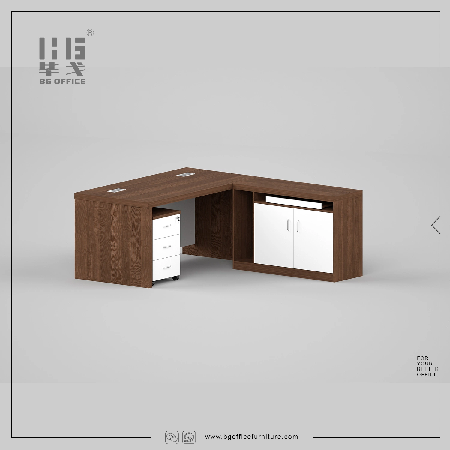 Mesa de móveis clássica do Wooden Manager Melamine Office Table Design com Extensão/estante