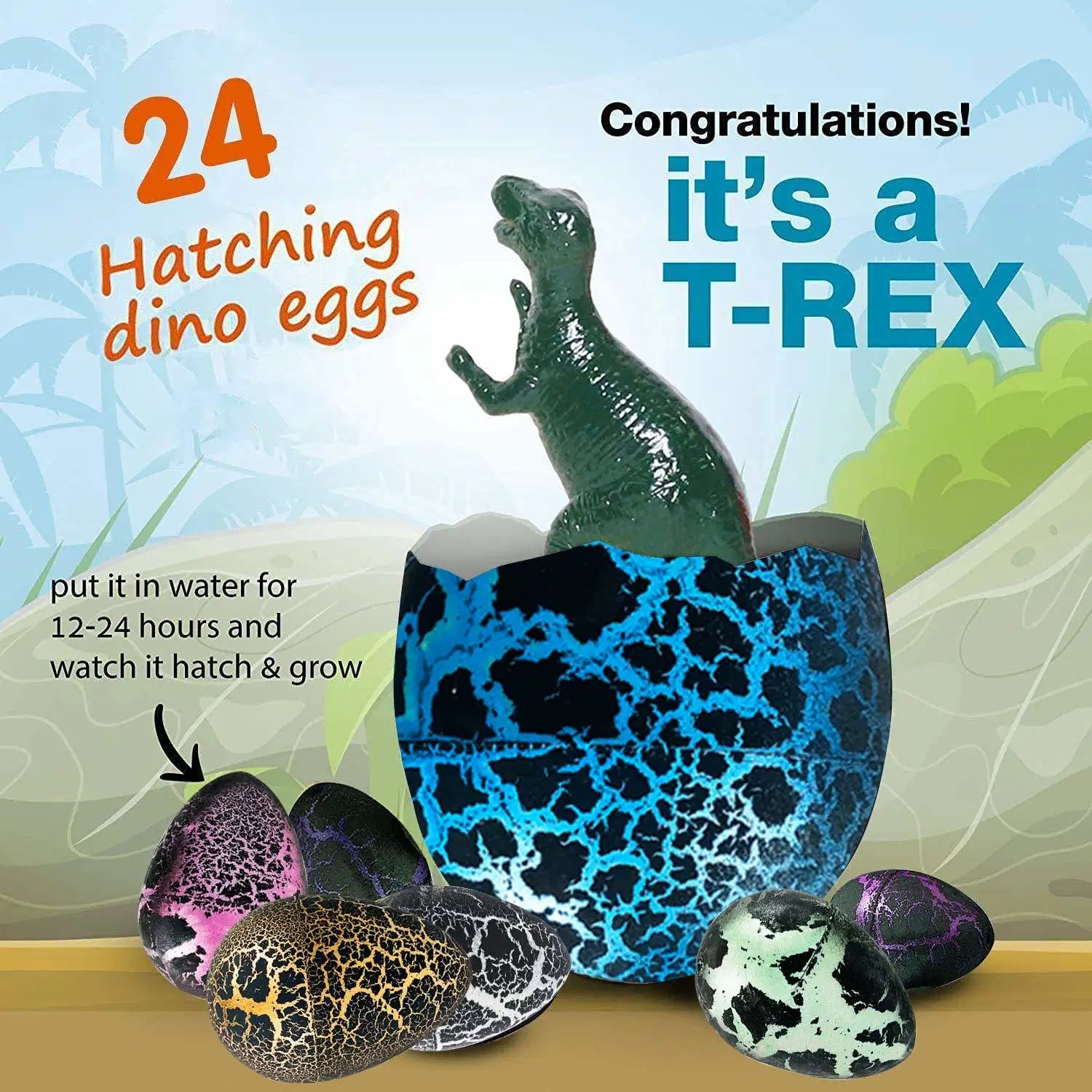 24PCS Dinosaur Eggs Dino Egg Toys Grow in Water Hatch Egg Crack Science Kits Novelty Toys