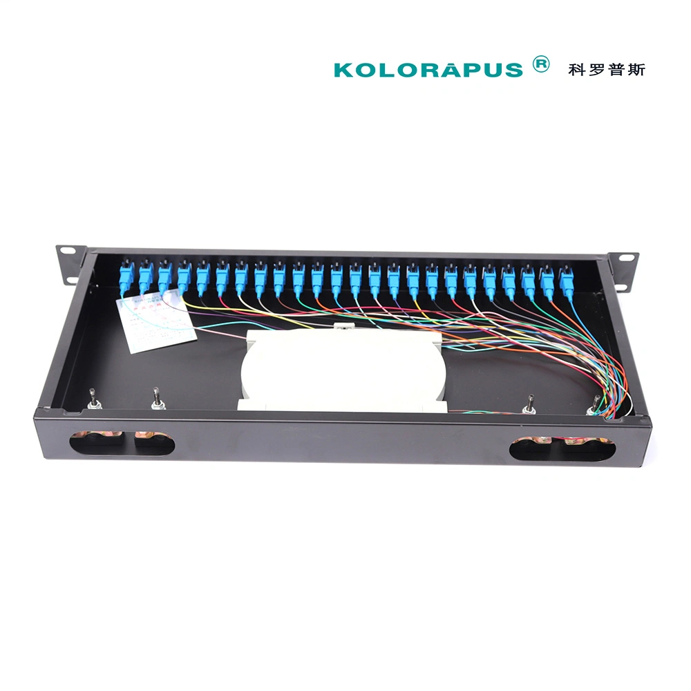 Estrutura de distribuição de fibra óptica de montagem em rack Kolorapus 1u-24 portas (caixa de terminais) Tipo SC