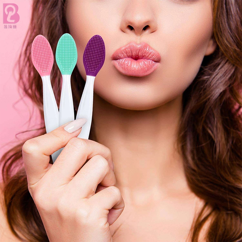 Beiqili 1PC Beauty Hautpflege Gesicht waschen Doppelseitige Silikonbürste Entfernung Peeling Nase Sauber Lippenbürste Werkzeug Schminke